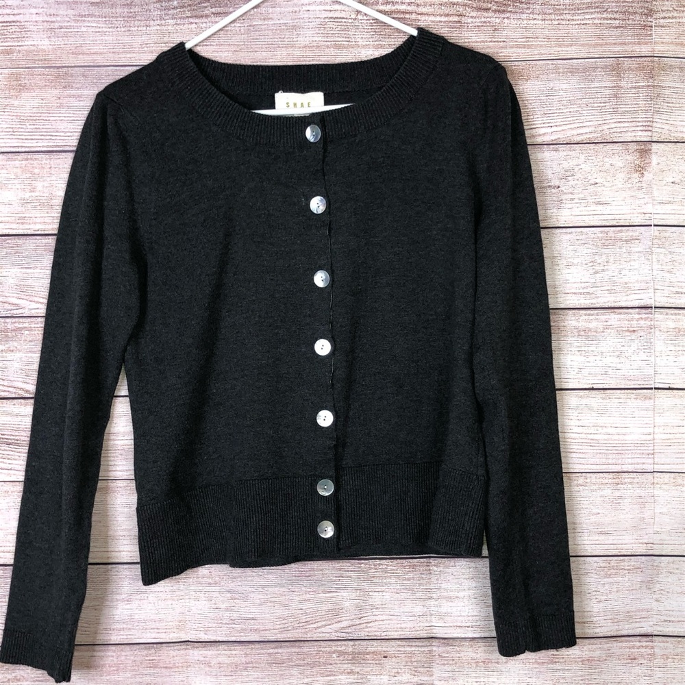 Anthro SHAE Gray Button Down‎ Cardigan Large